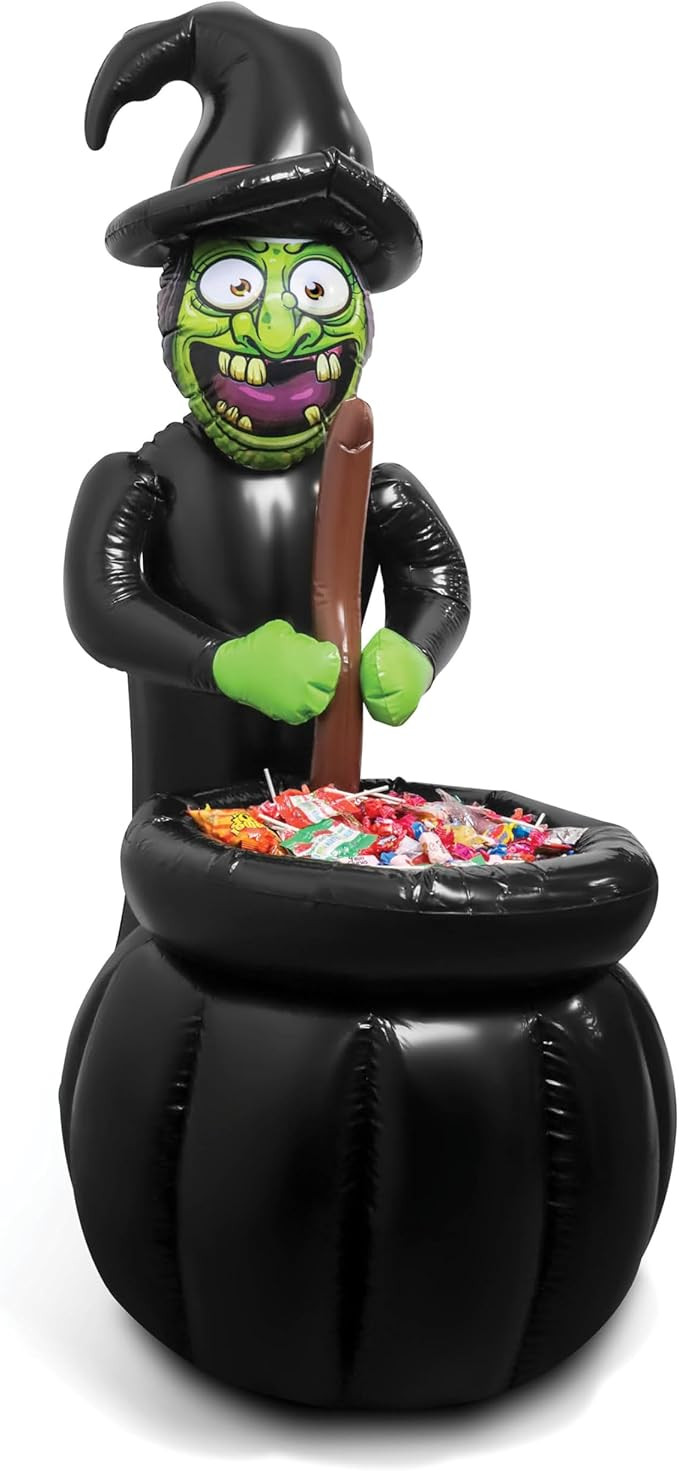 48" Inch Summerween Inflatable Witches Cauldron Outdoor Halloween Candy Holder Bowl - Up to 72 Dr... | Amazon (US)