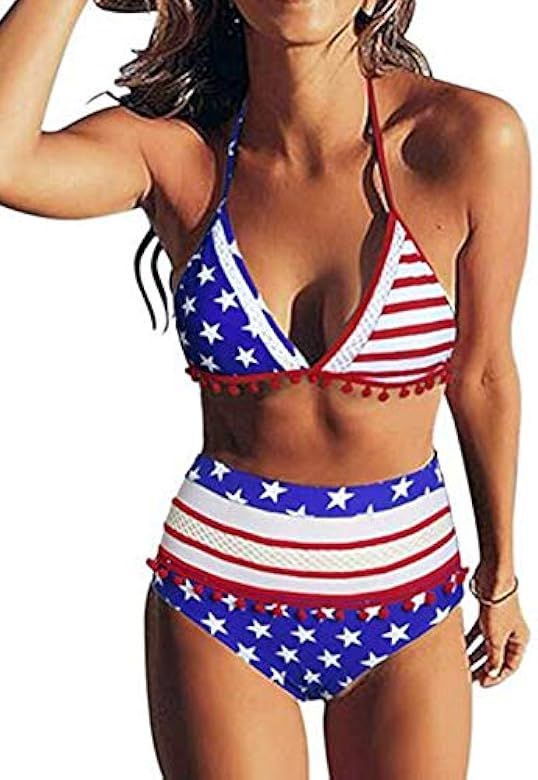 Womens USA Flag Bikini July 4th Patriotic American Flag Swimsuit for Women | Amazon (US)