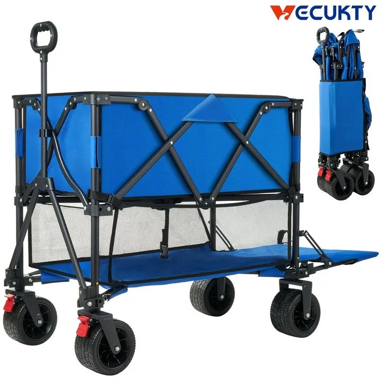 Folding Double Decker Camping Wagon, Vecukty Heavy Duty Collapsible Wagon Cart with 54" Lower Dec... | Walmart (US)