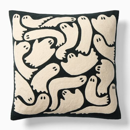 Spooky Crewel Ghosts Pillow Cover | West Elm (US)