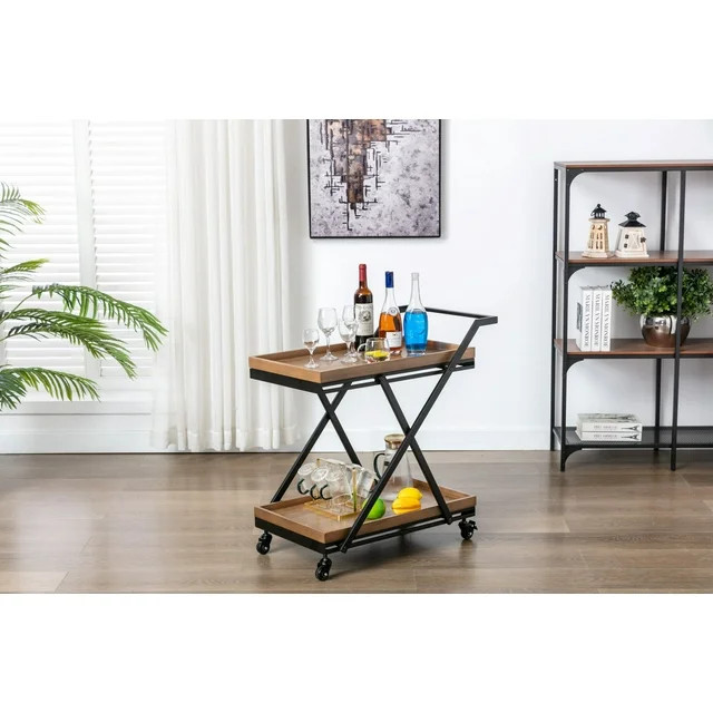 Better Homes & Gardens Entertainment Cart, Wood and Black - Walmart.com | Walmart (US)