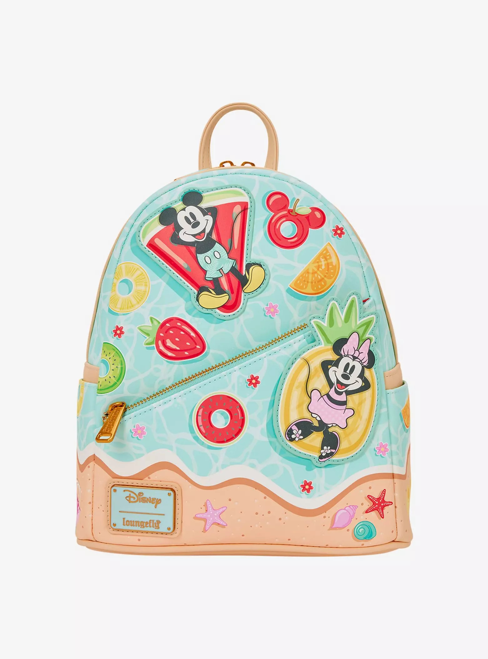 Loungefly Disney Mickey & Minnie Fruit Floaties Beach Scene Mini Backpack | BoxLunch | BoxLunch