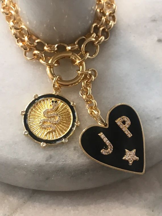 Personalized Enameled Double Pendant Necklace - Etsy | Etsy (US)