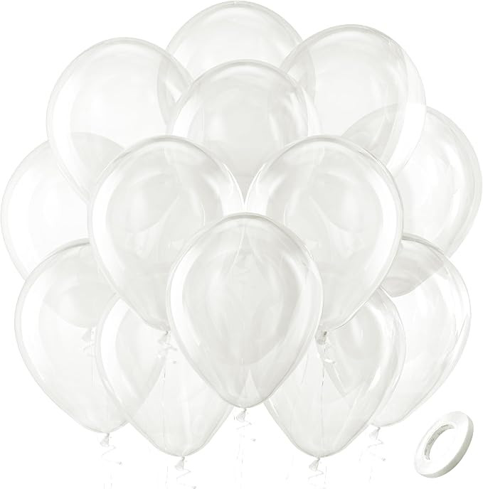Clear Balloons Latex Party Balloons - 100 Pack 12 inch Round Helium Transparent Balloons for Wedd... | Amazon (US)