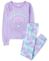 Girls Long Sleeve Mermaid Snug Fit Cotton Pajamas | The Children's Place | The Children's Place