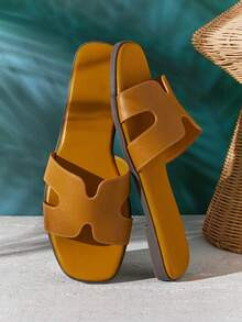 SHUZIA All-Time Bestseller Women's Luxe-Inspired Harness Cutout Open Toe Minimalist Palm Print Pu... | SHEIN