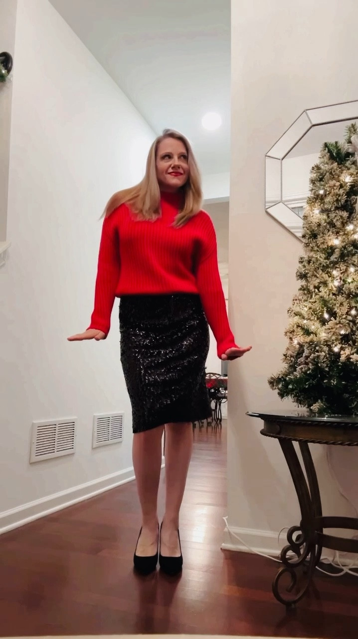 Christmas party outfit. Earrings are only $5. Skirt is true to size - wearing a medium. 

#LTKHoliday #LTKWatchNow #LTKParties