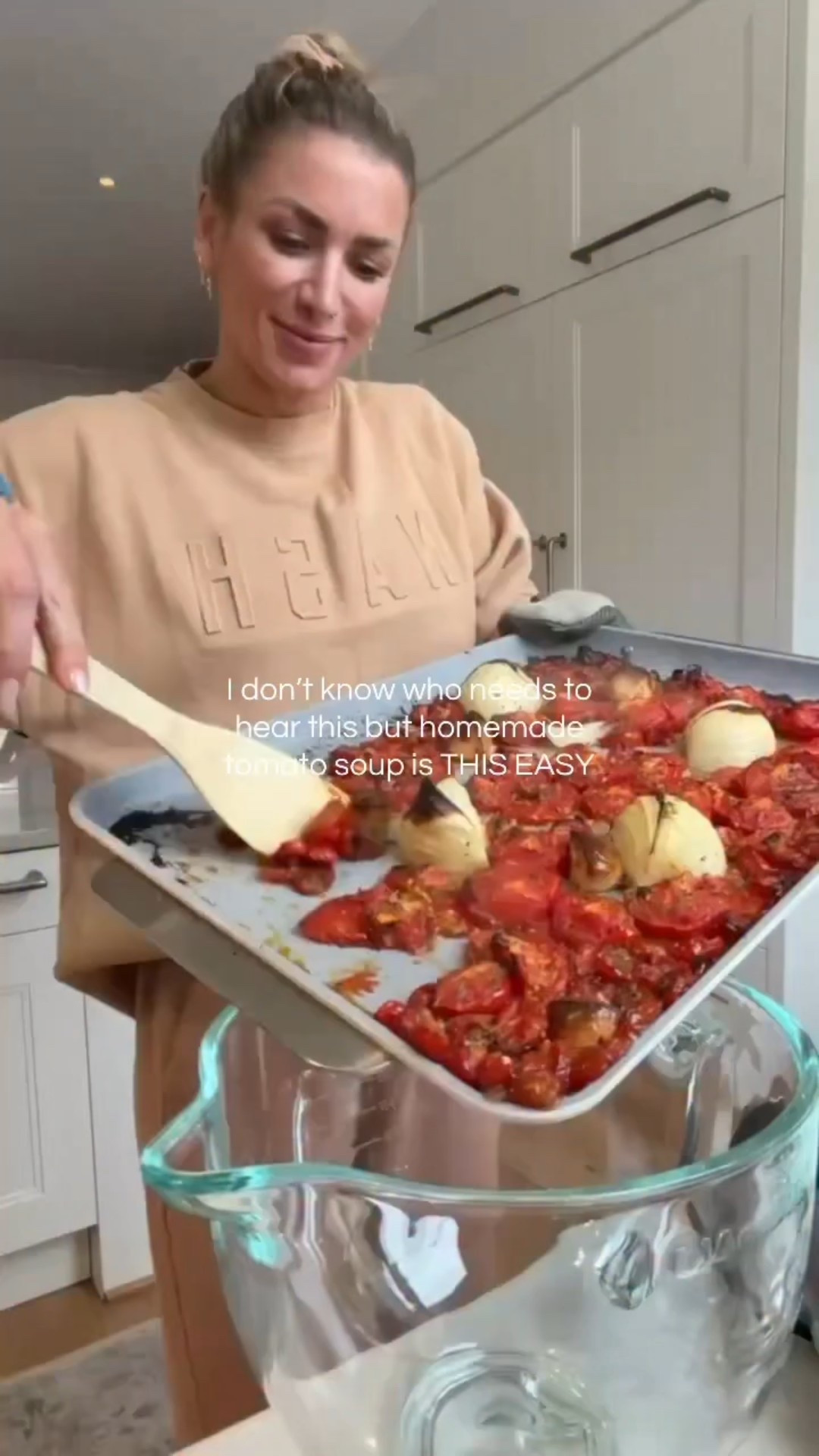 ROASTED TOMATO SOUP… aka peak cozy in a bowl 🍅

It’s officially soup season… and somehow we even had a snow day here in North Carolina. Feels illegal, right?? Cold might not be my thing, but it is a perfect excuse to stay home, crank up the oven, and do some serious meal-prep magic. Simple ingredients, but roasting the tomatoes first makes it taste like you spent all day on it. It’s basically *required* with a sourdough grilled cheese on the side! Snow day or not, this one is for you!!

What you need:
✔️Fresh tomatoes (Roma or vine)
✔️Onion
✔️Garlic
✔️Olive oil
✔️Salt + pepper
✔️Dried basil or thyme
✔️Broth
✔️Heavy cream (optional but…do it)
✔️Sugar (optional, depending on tomato sweetness)

Optional toppings:
✔️Fresh basil
✔️Parmesan
✔️Croutons
✔️Chili oil
✔️Burrata (trusttttt me)

How to make it:
1. Preheat oven to 425°F.
2. Roast tomatoes, onion, and garlic with olive oil + seasonings for 25–35 min until soft and caramelized.
3. Transfer everything (juices included) to a pot, add broth, and simmer 5–10 min.
4. Blend until smooth with an immersion blender or in batches.
5. Stir in heavy cream + a pinch of sugar if needed. Taste and adjust seasoning.

Comment SOUP for the full recipe!