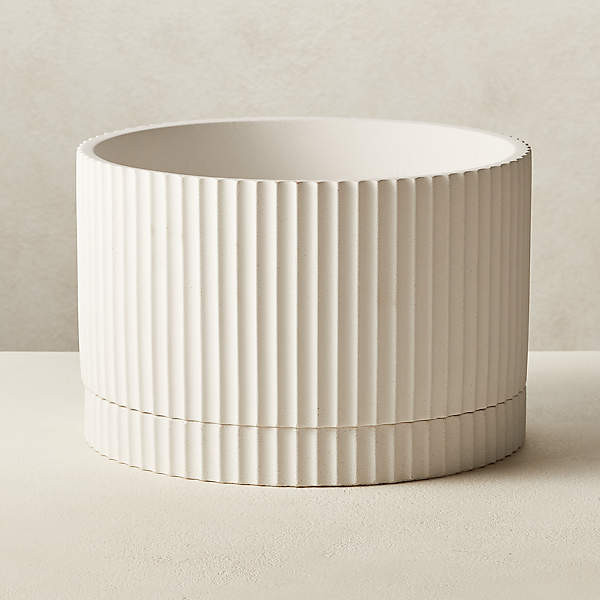 Fold Small Black Modern Outdoor Cement Planter with Tray + Reviews | CB2 | CB2