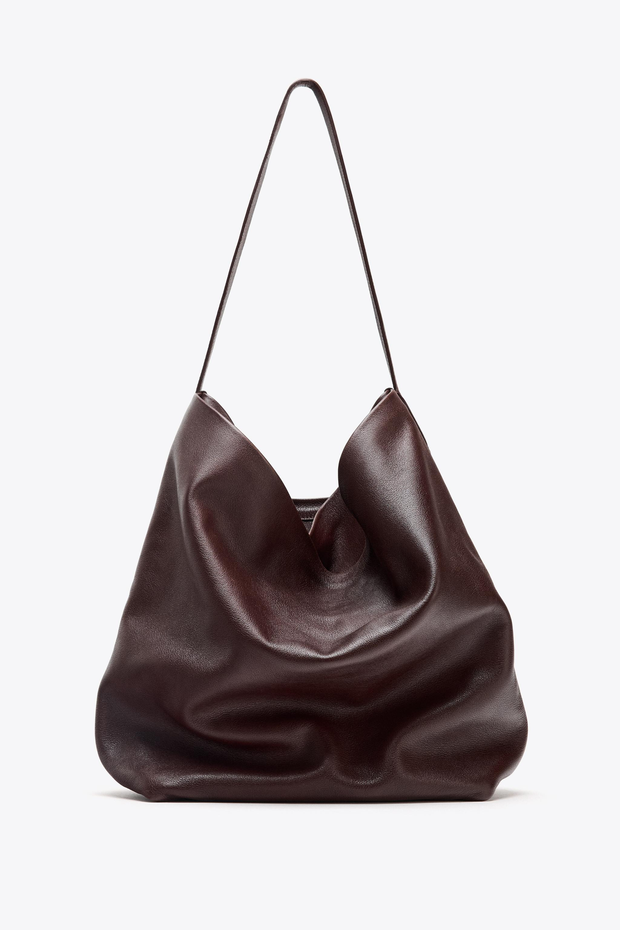 DOUBLE COMPARTMENT LEATHER BUCKET BAG | Zara UK