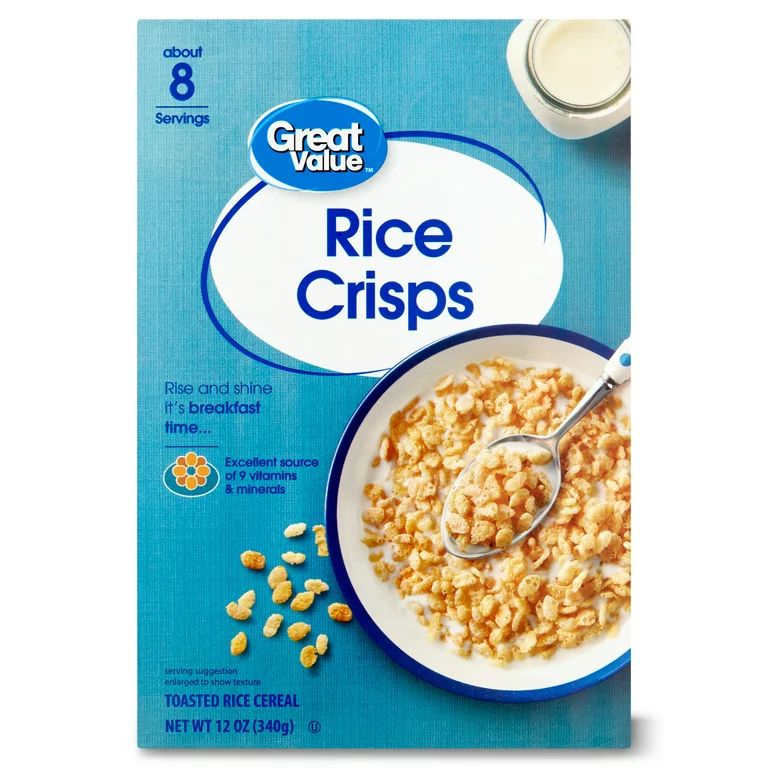 Great Value Toasted Rice Crisps Breakfast Cereal, 12 oz | Walmart (US)