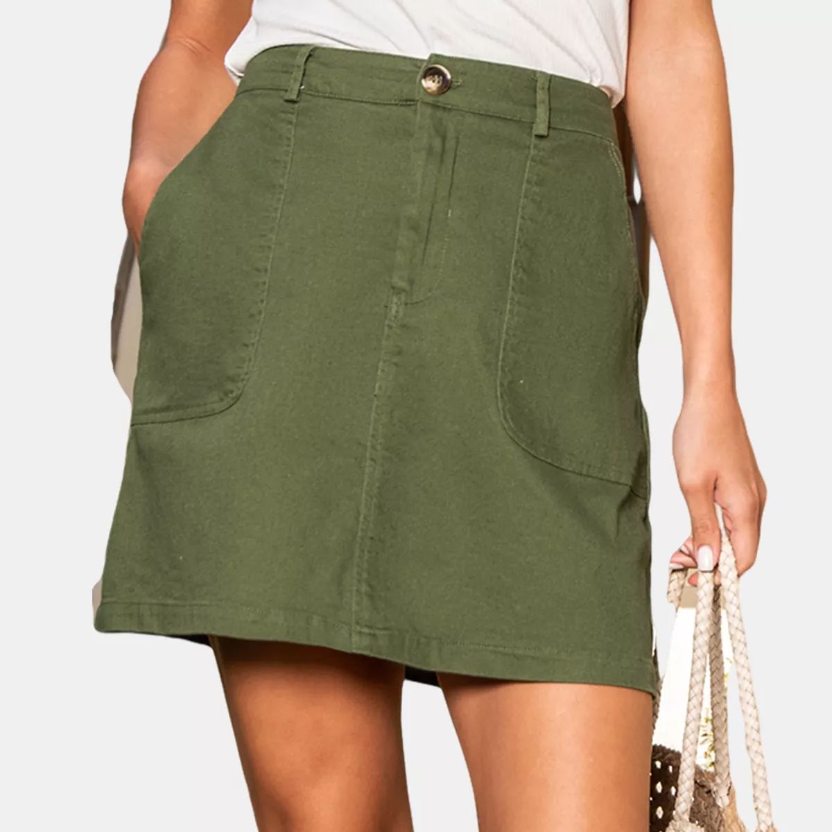 Women's Olive Side Slant Pocket Mini Skirt - Cupshe | Target