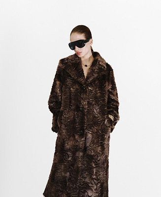 Women's Textured Faux-Fur Coat | Macy's