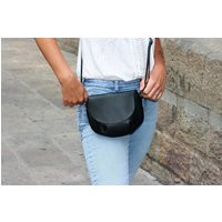 Small Round Leather Crossbody Bag Minimalist Black Purse | Etsy (US)
