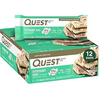 Quest Nutrition Protein Bar, Peppermint Bark, 12 Count | Amazon (US)