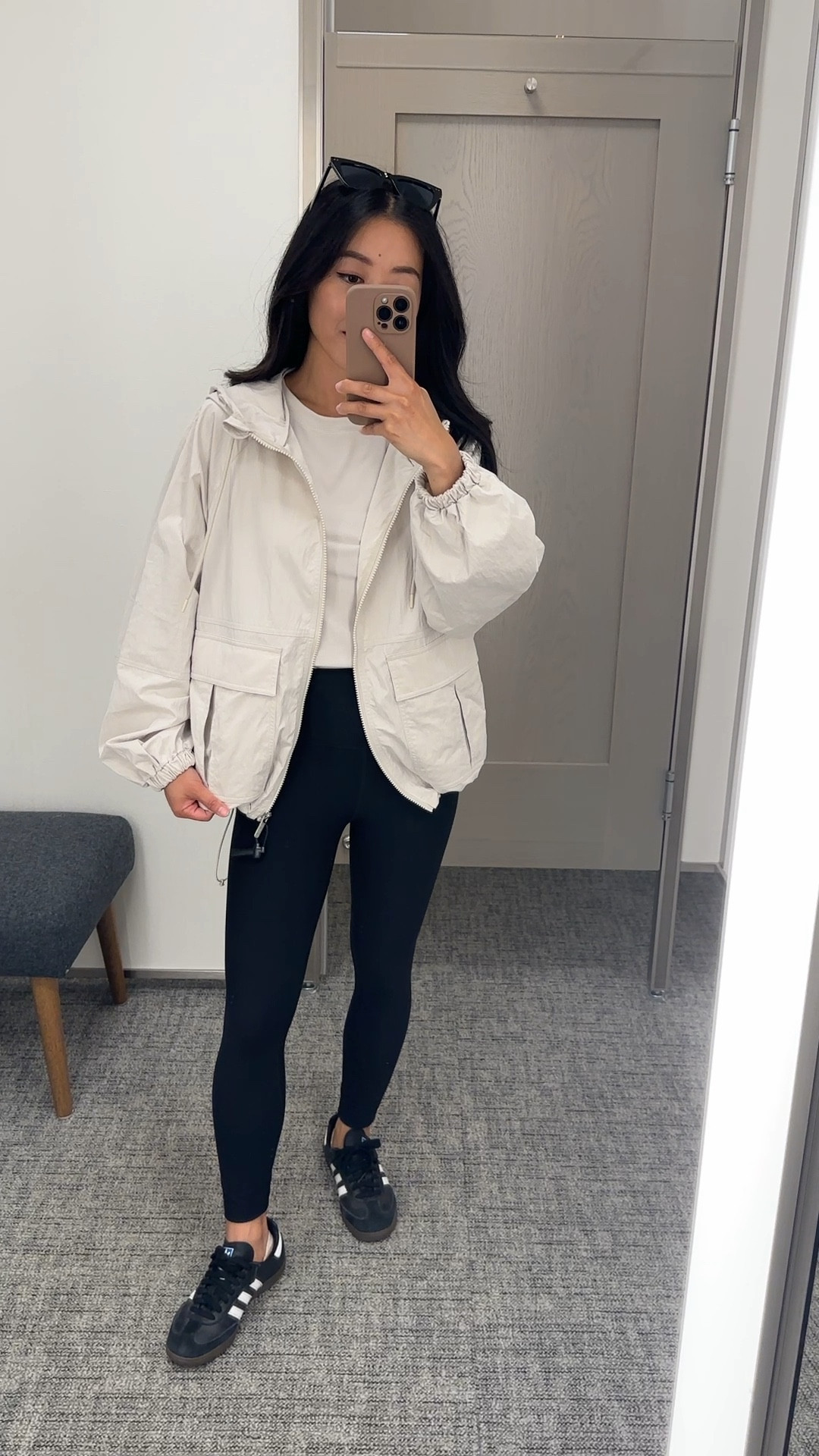 Nordstrom anniversary sale try on: zella athleisure jacket in 2 colors. XS is an oversized fit on me, lightweight and relaxed cut reminds me of the lululemon always jacket. Bottoms can be cinched in using drawstrings and there are generous pockets.

• Zella ribbed tee shirt top in moonbeam Xs 

• Abercrombie leggings xs short 

• Adidas sambas sneakers 

#LTKfindsunder100 #LTKsalealert #LTKfitness

#LTKxNSale