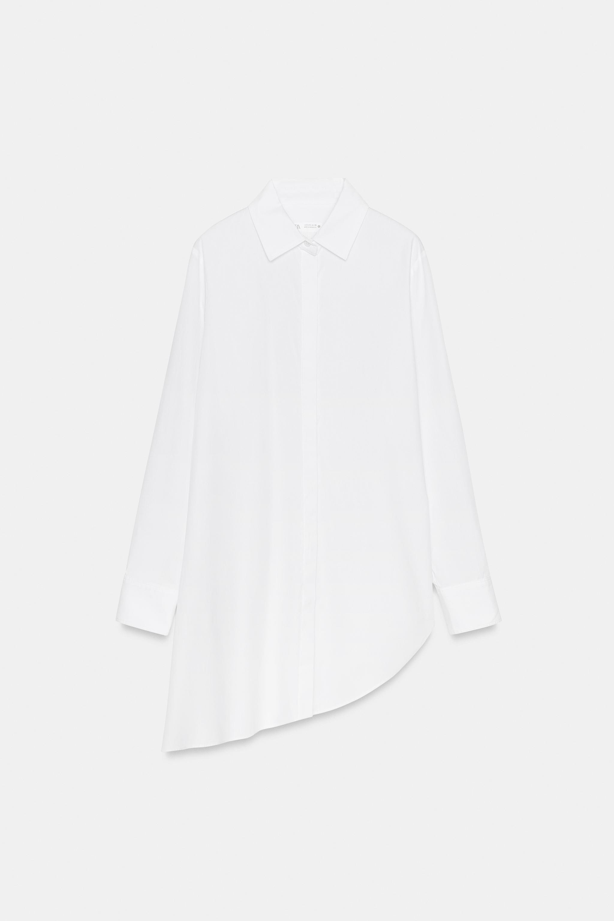 ZW COLLECTION ASYMMETRIC POPLIN SHIRT | Zara US