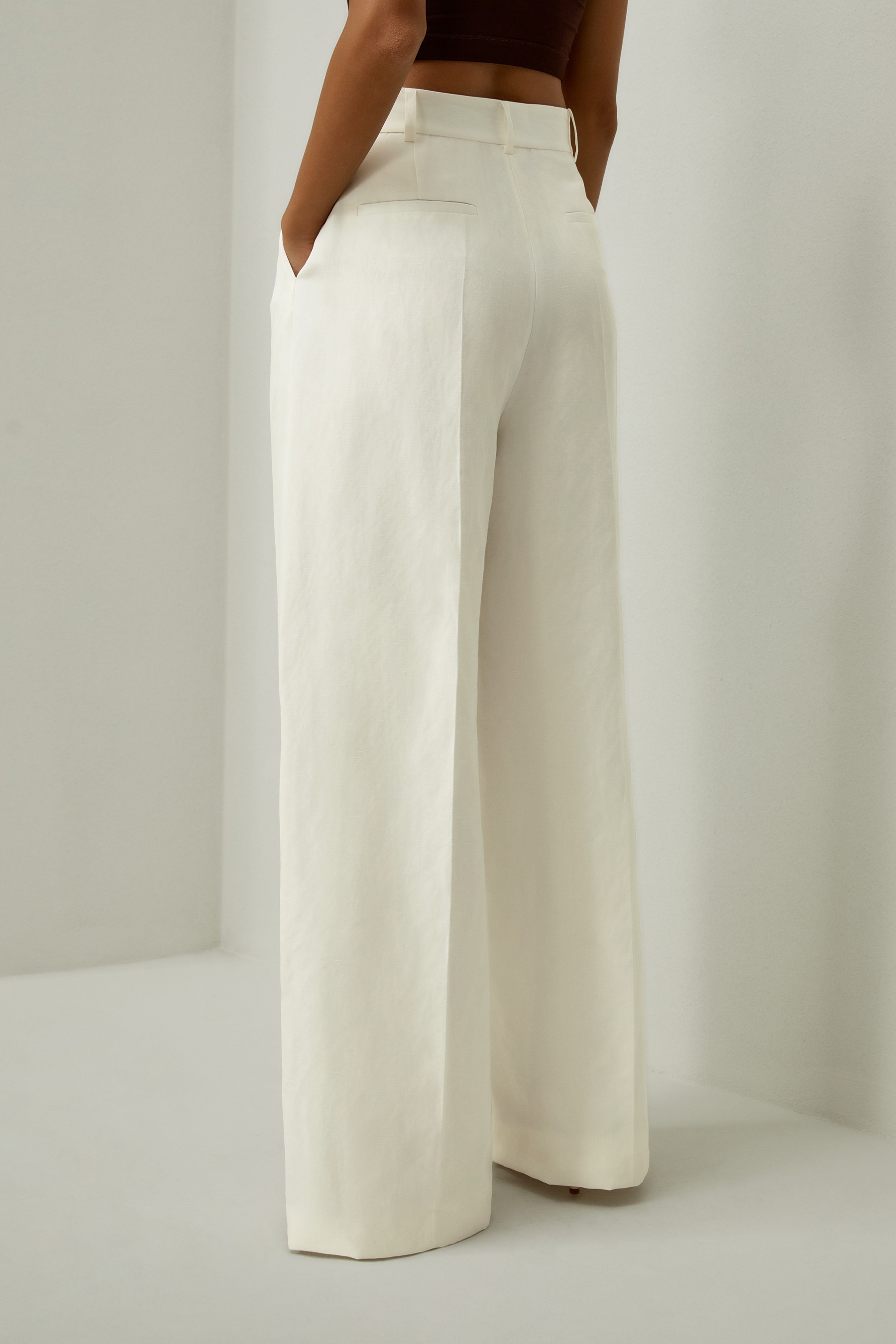 Front-Pleated Silk-Linen Blend Trousers | LILYSILK