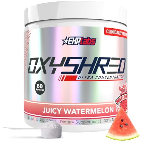EHP LABS OxyShred Pre Workout Powder - Preworkout Powder with L Glutamine & Acetyl L Carnitine, Energy Boost Drink - Juicy Watermelon, 60 Servings | Amazon (US)