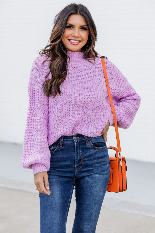 Find You Home Purple Mock Neck Sweater | Pink Lily