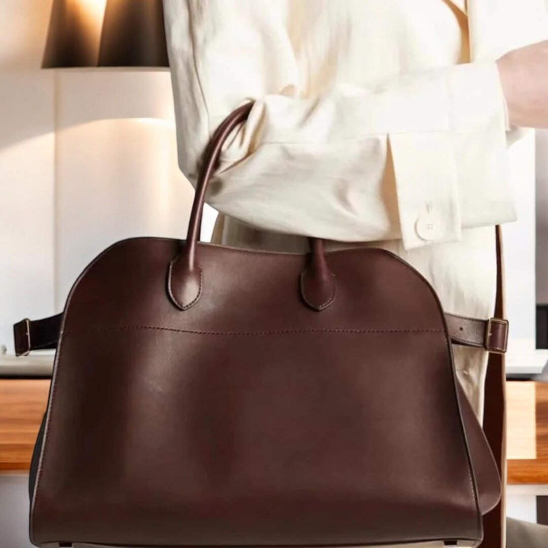 Luxury Margaux Leather Tote Italian Designer Handbag, Elegant Business Bag, Large Travel & Clutch... | Etsy (US)