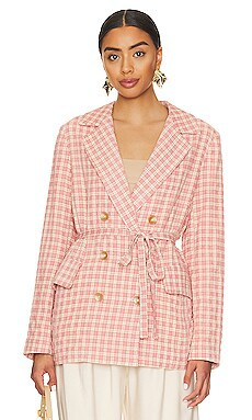 Free People Olivia Gingham Blazer in Pink from Revolve.com | Revolve Clothing (Global)