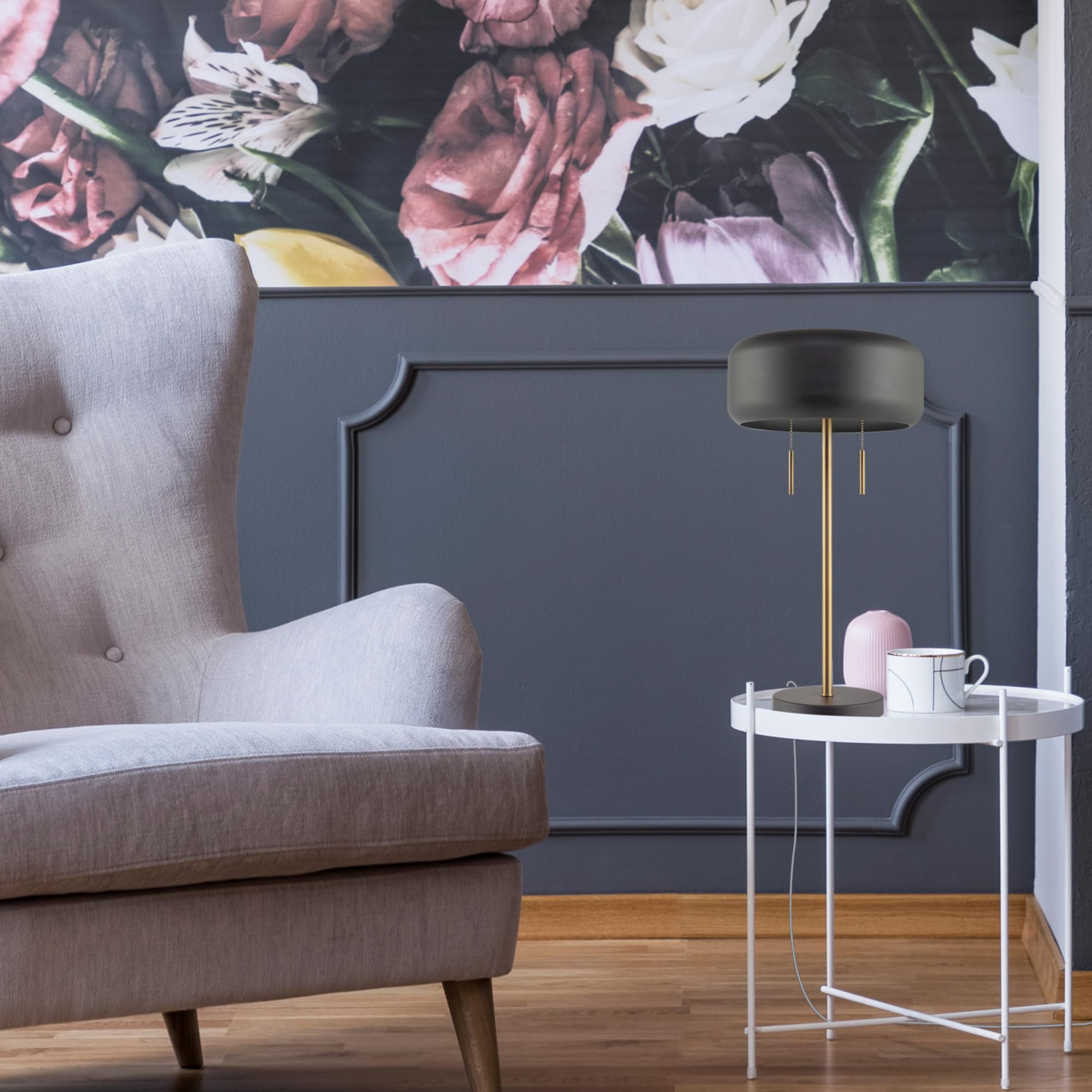 GLOBE Electric 67347 22" 2-Light Table Lamp, Metallic Dark Gray, Table Lamp for Living Room, Dual... | Amazon (US)