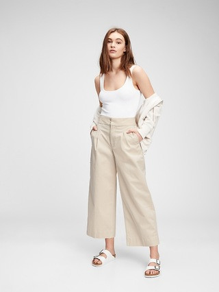High Rise Wide-Leg Khaki Pants with Washwell | Gap (US)