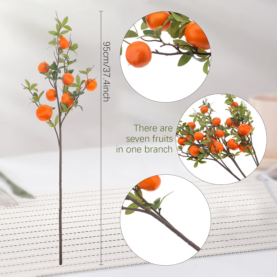 Woration 3PCS Artificial Orange Tree Branches Fake Fruit Tangerine Plants Twig Picks for Home Dé... | Amazon (US)
