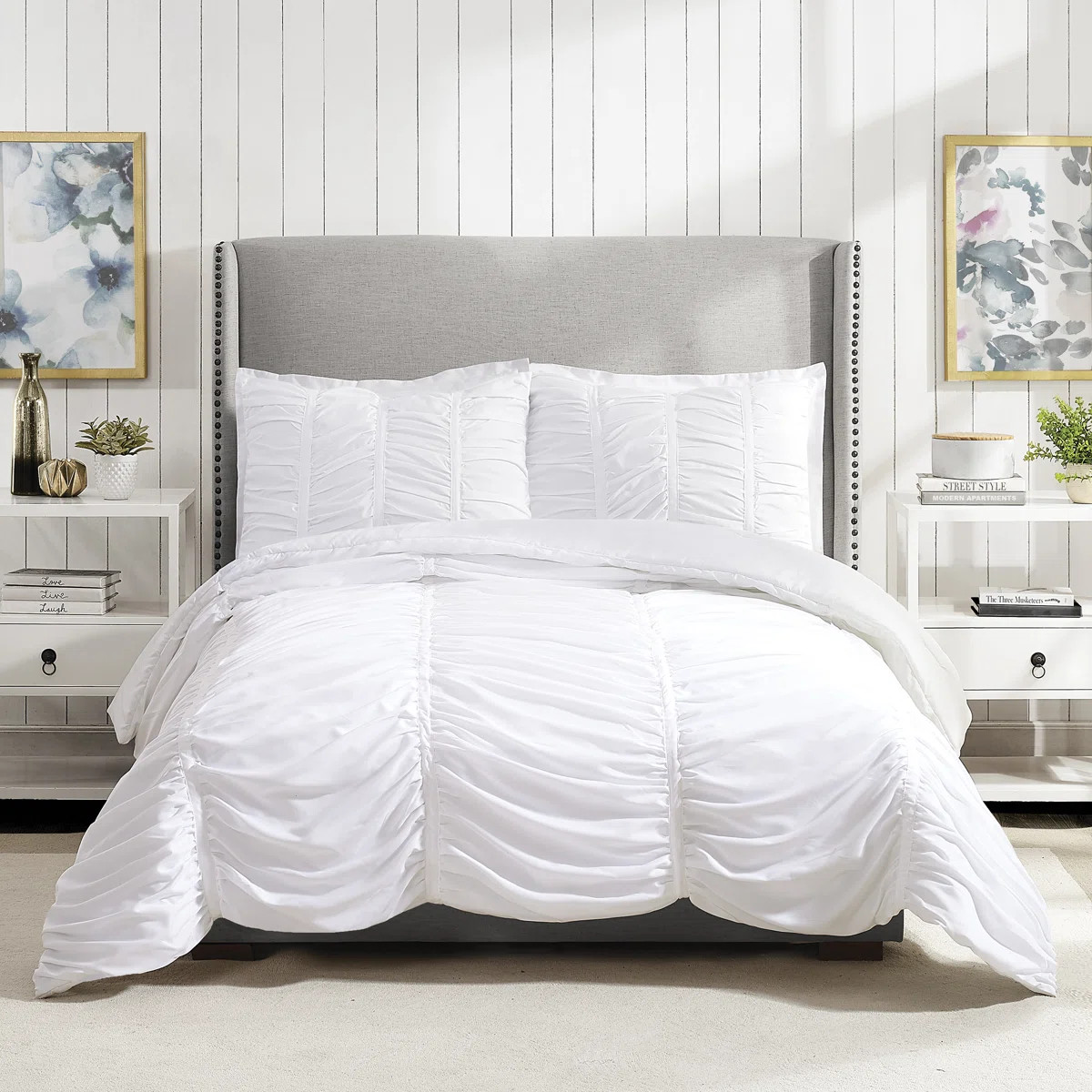 Emily Ruched Solid Textured Comforter Set | Wayfair North America