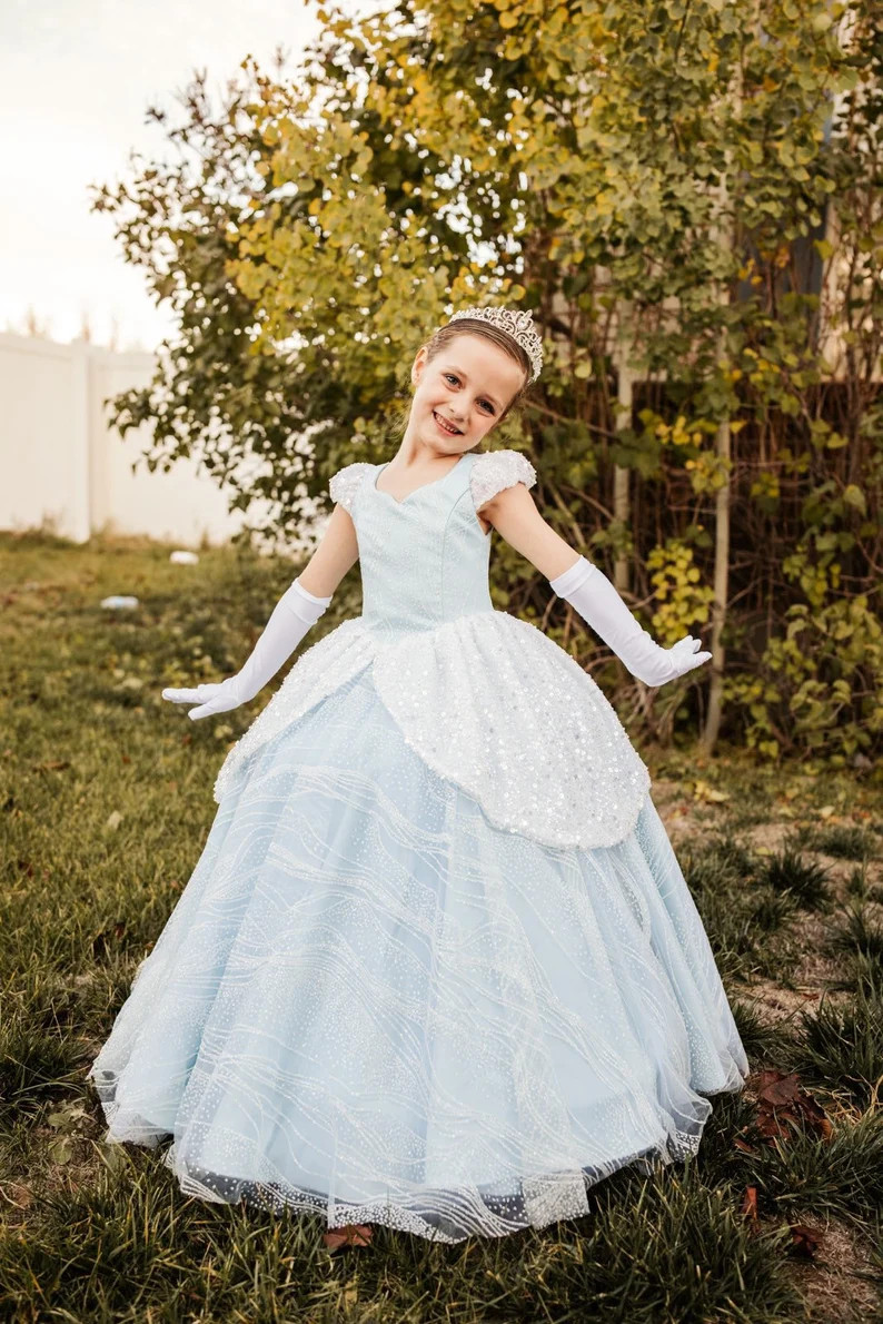 READY TO SHIP! Cinderella Blue Sparkle Dress Lace Ballgown Costume  | Toddler, Girls, Child, Kids... | Etsy (US)