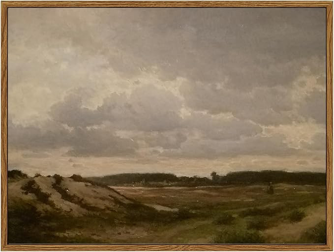 ARPEOTCY Dune Vintage Wall Art, Grey Sky Dune Retro Painting, Framed Art Decor Aesthetic, 12x16 I... | Amazon (US)