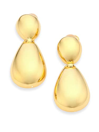 Kenneth Jay Lane Women's Large Polished Gold Oval Teardrop-Shaped Clip-On Earrings | Amazon (US)