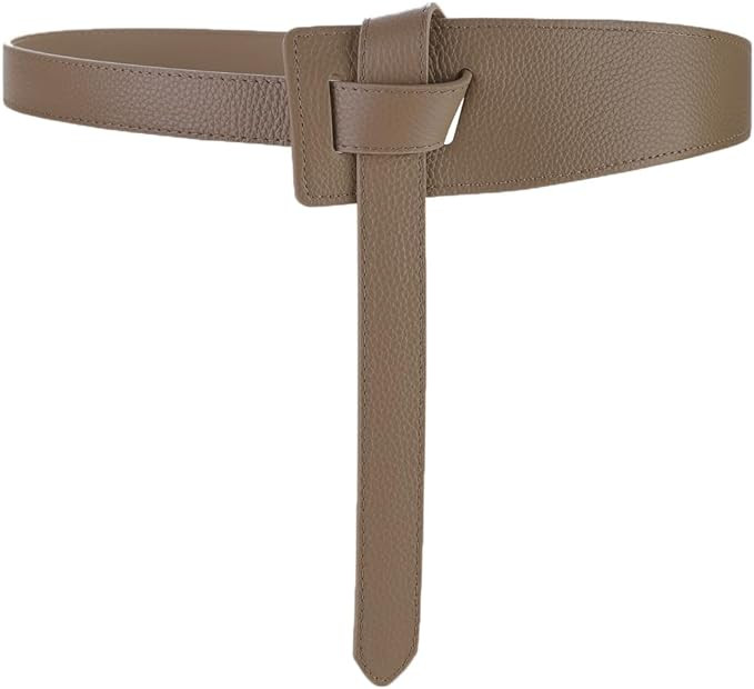 ALAIX Women's Leather Belt Dress Belt for Jeans Jumpsuit Coat Fashion Tie a Knot Genuine Leather ... | Amazon (US)