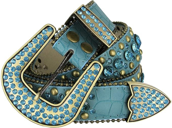 35158 50158 Women's Belts Rhinestone Belt Fashion Western Cowgirl Bling Studded Design Leather Be... | Amazon (US)