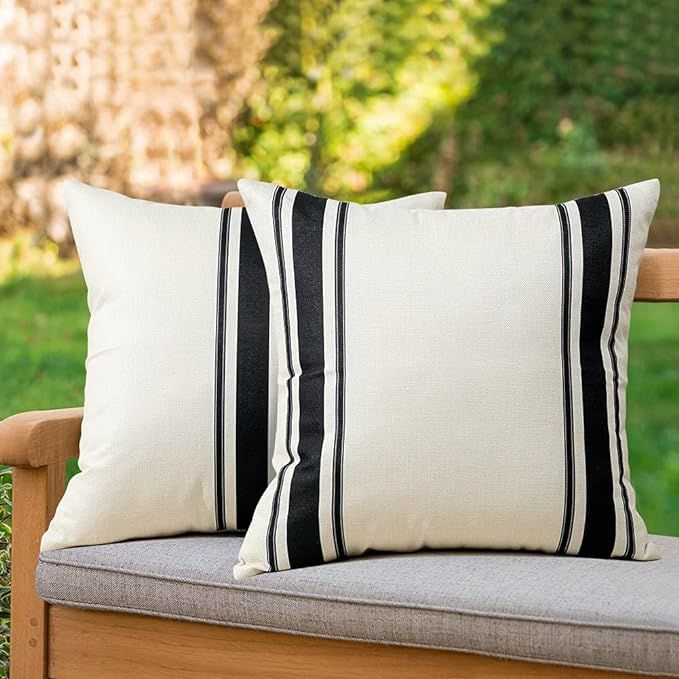 OTOSTAR Pack of 2 Outdoor Waterproof Decorative Pillow Covers 16x16 Inch Linen Geometry Pillowcas... | Amazon (US)