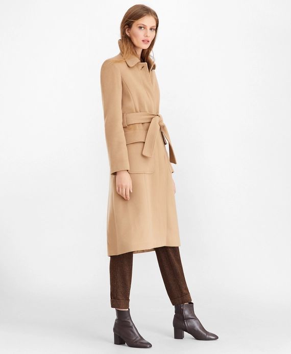 Brushed Wool Twill Wrap Coat | Brooks Brothers