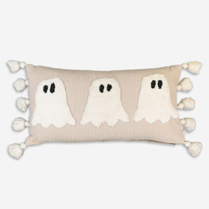 Natural Three Ghost Halloween Cushion 65x35cm | TK Maxx