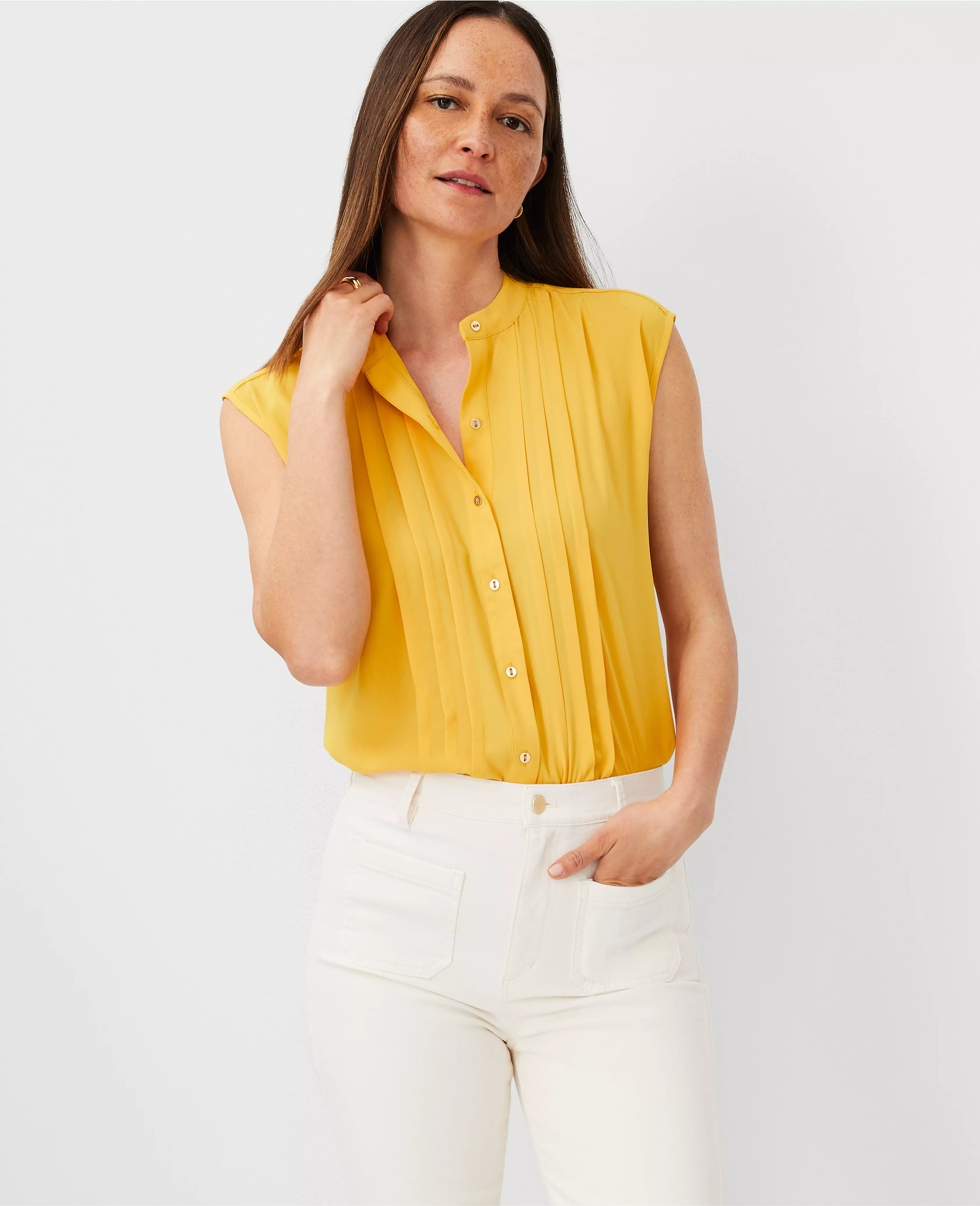 Shirred Button Top | Ann Taylor (US)