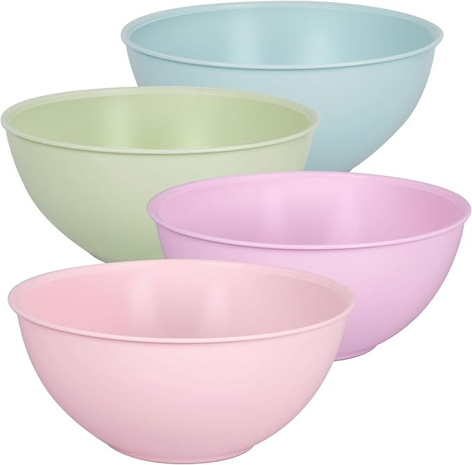 Greentainer 4-Piece Plastic Mixing Bowl Set, 113oz Lightweight Serving Bowls, Large Salad Bowls f... | Amazon (US)