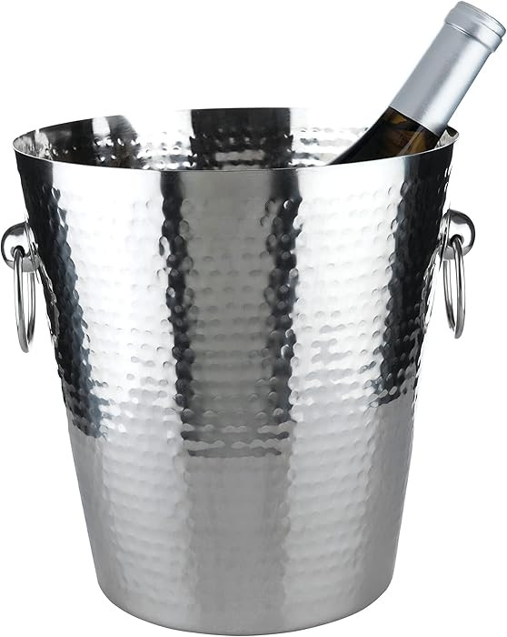 Viski Hammered Metal Ice Bucket, Stainless Steel Beverage Drink Tub With Handles, Champagne, Wine... | Amazon (US)