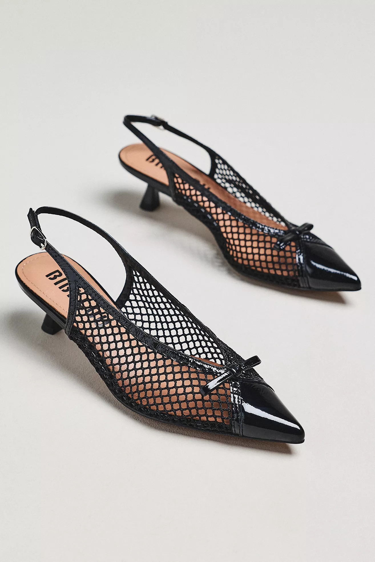 Bibi Lou Mesh Slingback Bow Kitten Heels | Anthropologie (US)