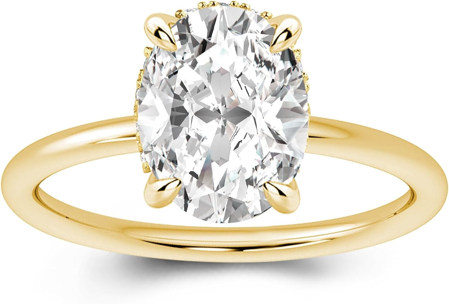 2/3 Carat Moissanite Oval Engagement Ring for Women,Genuine D Color VVS1 Clarity,14K Gold Plated ... | Amazon (US)