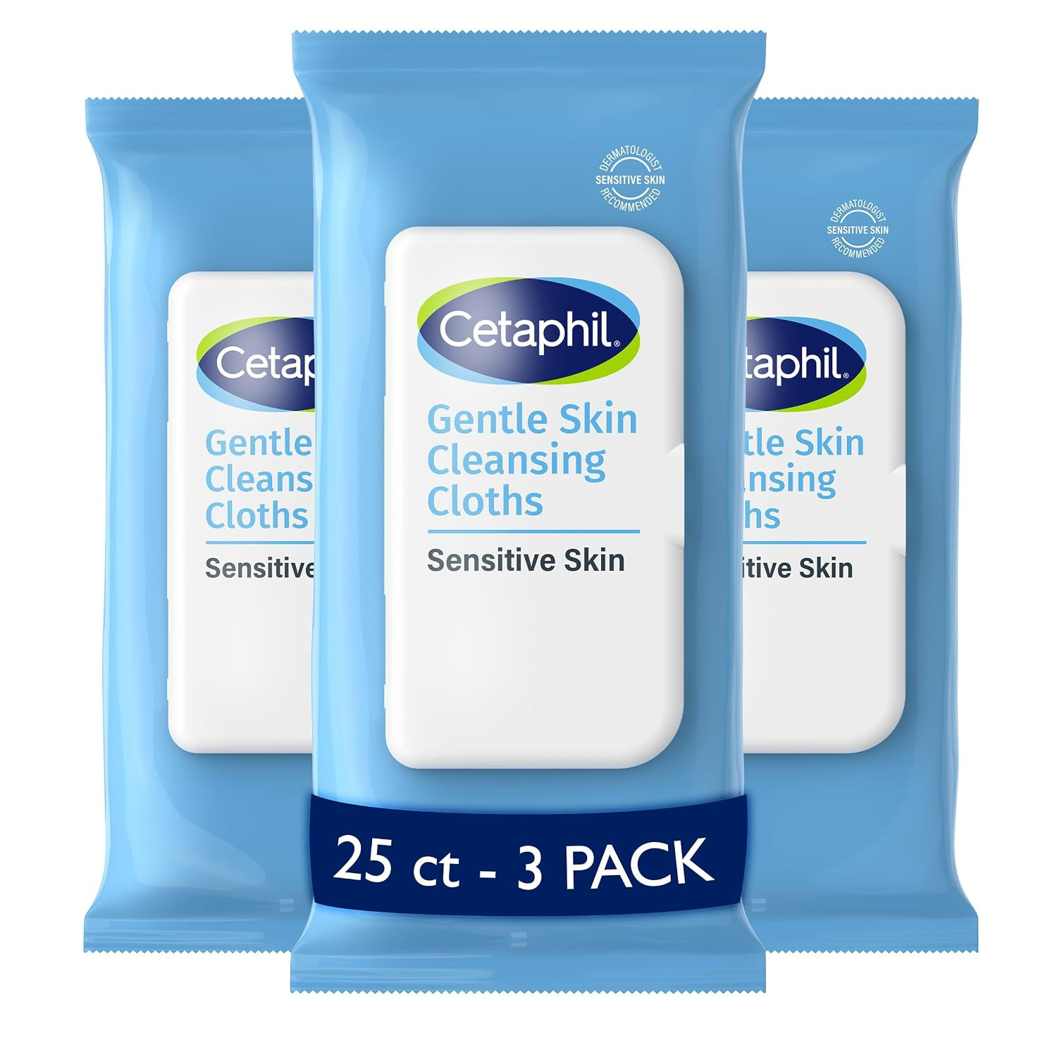 Cetaphil Face and Body Wipes, Gentle Skin Cleansing Cloths, Mother's Day Gifts, 25 Count (Pack of 3), for Dry, Sensitive Skin, Flip Top Closure, Great for the Gym, Hypoallergenic, Fragrance Free | Amazon (US)
