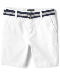 Boys Belted Chino Shorts - simplywht | The Children's Place