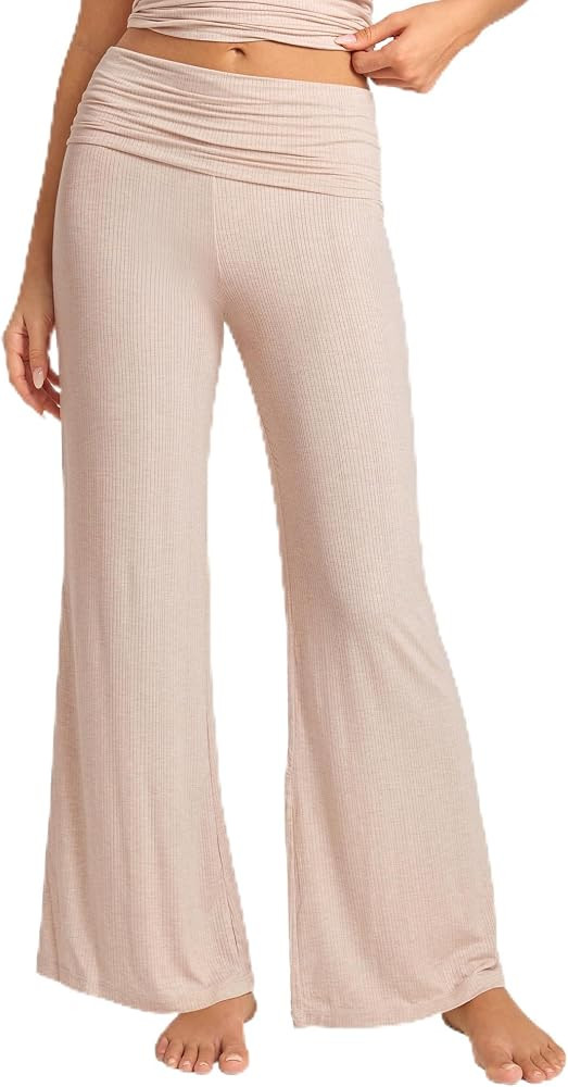 Semi Sheer Fabric, Straight Leg, Foldover, Lounge, Fitted, Casual Pj Bottom, Comfort Soft, Women'... | Amazon (US)