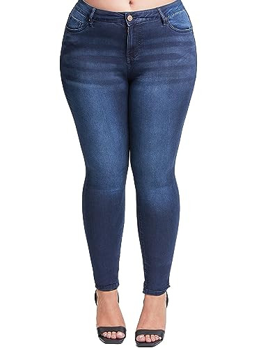 YMI Women's Plus Size HyperDenim Super Stretchy Skinny Jeans | Amazon (US)