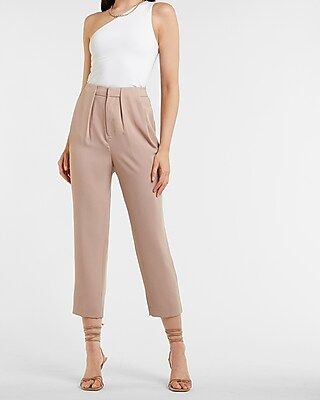 High Waisted Pleated Front Cropped Pant | Express