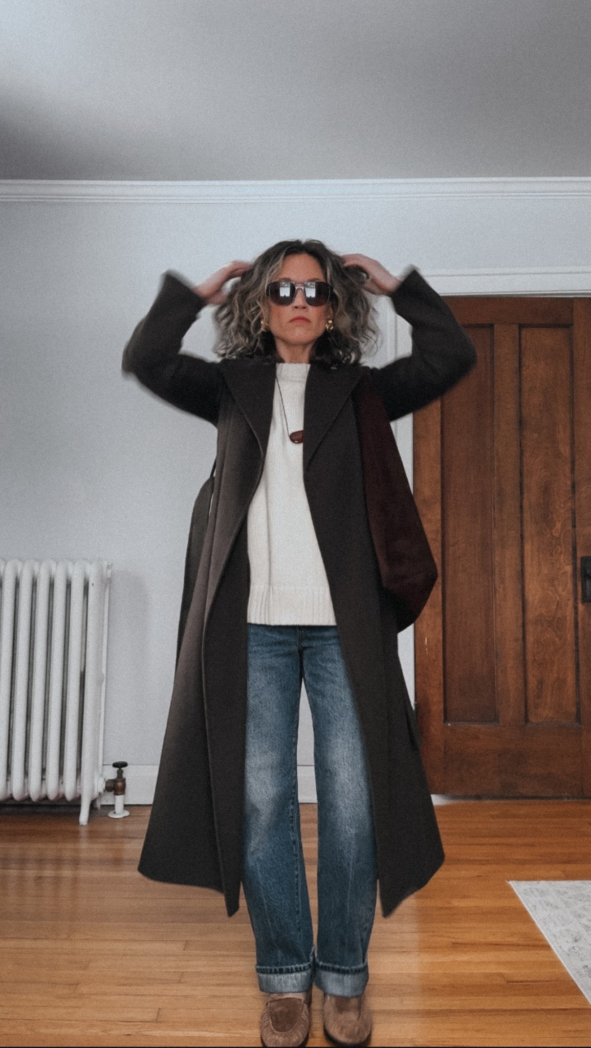 Look of the Day // 2.2

Madewell tee, XS, consider sizing up, it fits slim. Gap sweater, S, I sized up. Pistola denim, 25, TTS for a relaxed fit. Bared Footwear loafers, TTS. Mango coat, XS, TTS. Heaven Mayhem earrings and necklace. Quince sunglasses, style is no longer available, similar linked. Mejuri ring  

#LTKOver40 #LTKgrwm #LTKPetite