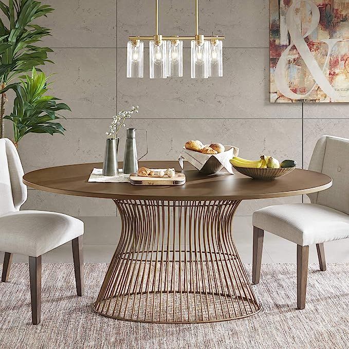 INK+IVY Mercer Dining Oval Solid Wood Tabletop, Metal Wire Frame Base Mid-Century Modern Style Di... | Amazon (US)